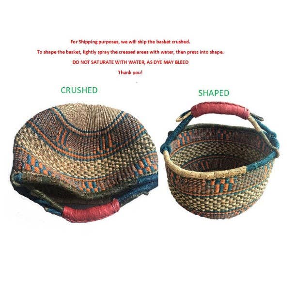 The African Home Goods - Wholesale Basket - Ghana Pot Basket Orange - diameter: 16"-18"; depth: 13"-15"6