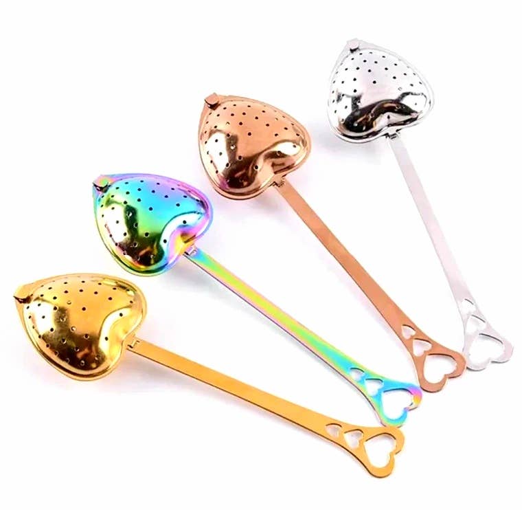Loveyenergy & Blessings - Wholesale Tea Strainer/Infuser - GOLD Heart Shaped Tea Infuser & Spoon Stainless Steel4