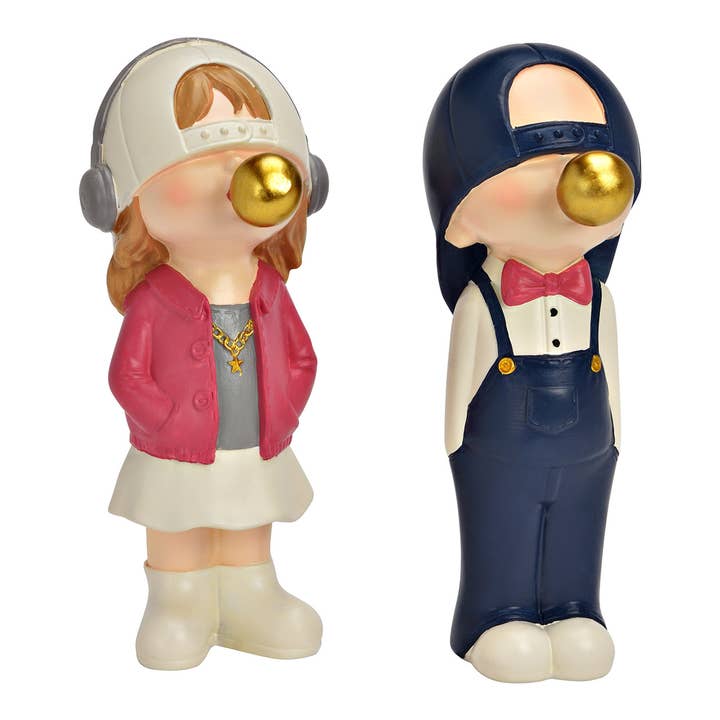 Wurm - Wholesale Decorative Figurine - Child with bubble gum bubble made of poly, colorful, 2-fold, (W/H/D) 8x18x8cm