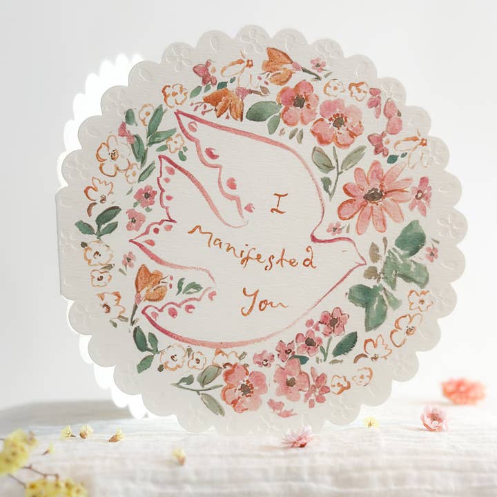 Sophie Amelia Creates - Vente Carte de vœux classique - Je t'ai manifesté - carte circulaire gaufrée0