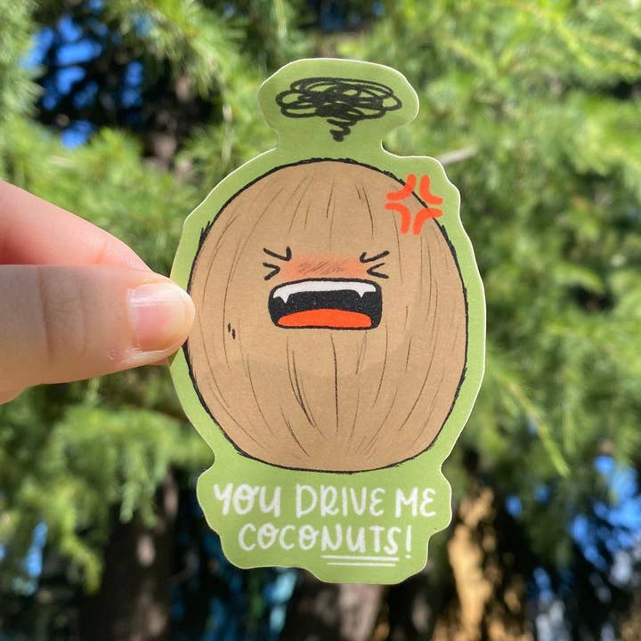 Coconuts Single Sticker for wholesale by Katie Cat Created