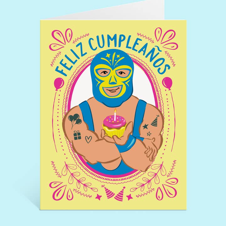 Lucy Loves Paper - Wholesale Birthday Card - Lucha Libre Feliz Cumpleaños | Birthday Card In Spanish (A2)3