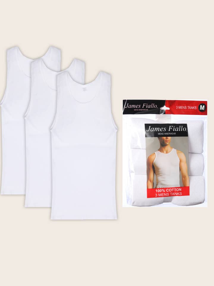 Men's James Fiallo 3 Pack Cotton A-Shirt Tank for wholesale by Isadora, Tipi toe, & James Fiallo