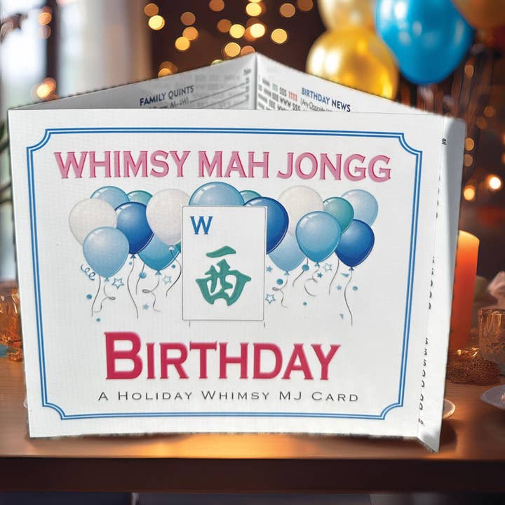 BIRTHDAY Theme Mahjong Card for wholesale by Whimsy Mah Jongg