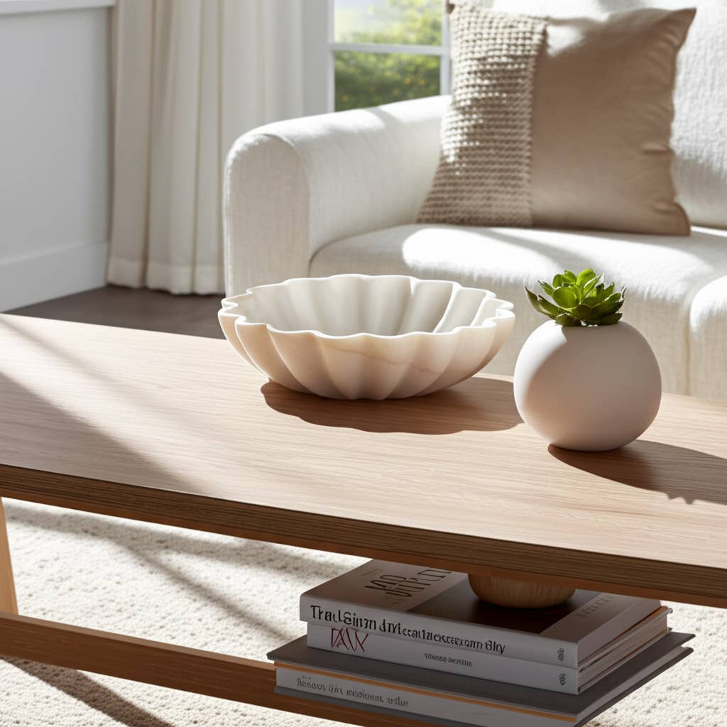 Sagebrook Home - Wholesale Decorative Plate/Dish/Bowl - Decorative Bowl - White Marble Veined Shell Shaped, 12 in.11