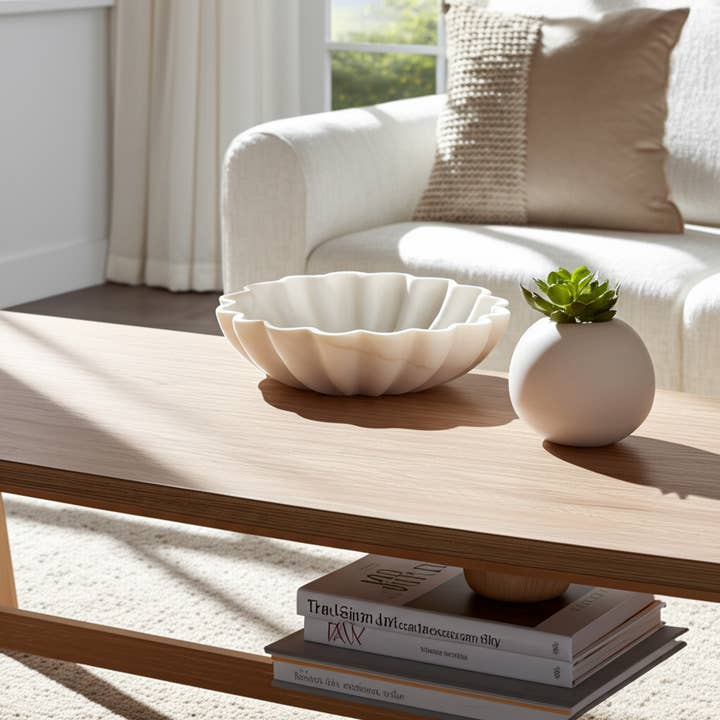 Sagebrook Home - Wholesale Decorative Plate/Dish/Bowl - Marble Round Veined Shell Shaped Bowl - White, 12 in.11