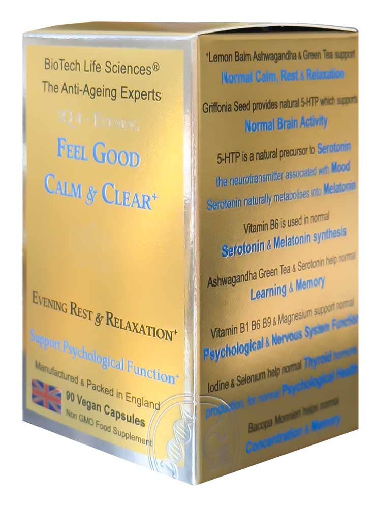 BioTech Life Sciences – Großhandel Nahrungsergänzungsmittel/Vitamin zum Einnehmen – IQ4 FÜHL DICH GUT - Stress reduzieren, Schlaf & Entspannung fördern1