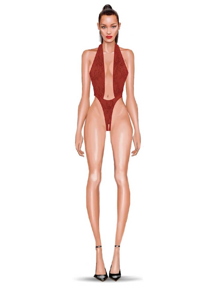 House of Desire – Engroshandel Bodysuit undertøj - Dame – Kiki Blonde Halter Teddy med dyb udskæring15