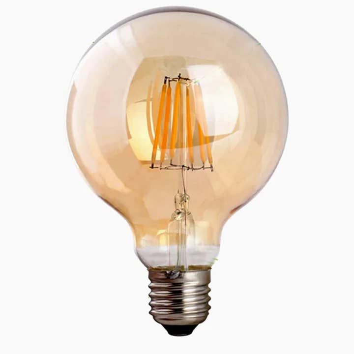 Vintage LED Filament E27 Bulb G125 8W Globe Amber Glass Screw Light Bulb ~5625 for wholesale by Ledsone