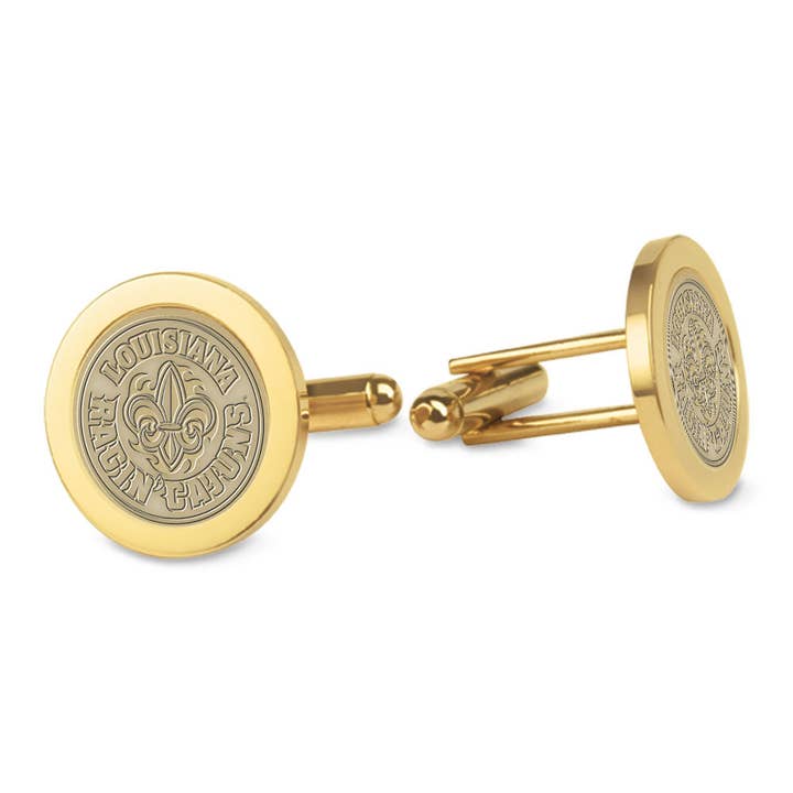 Louisiana Ragin' Cajuns Gold Cufflinks for wholesale by Collegiate Gifts and Accessories