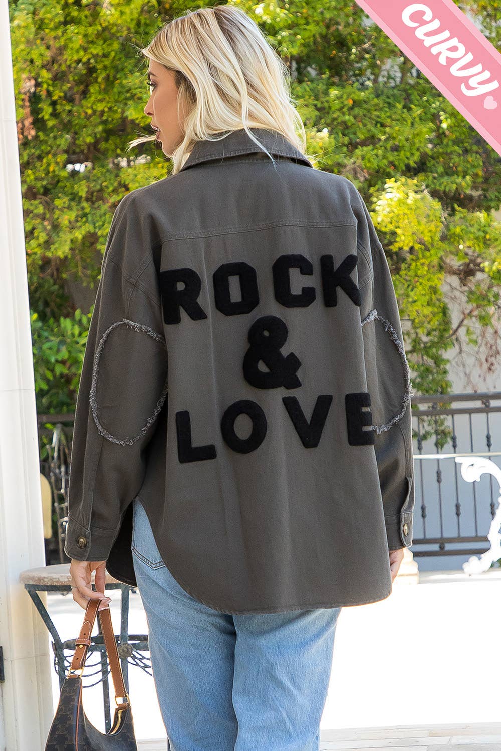 Sweet Lovely by Jen - Wholesale Shirt Jacket/Shacket - Women's - PLUS SIZE COTTON  SHACKET WITH EMBROIDER PATCH 25