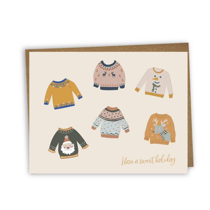 Have a sweet Holiday - Sweaters Christmas card for wholesale by Lili Graffiti