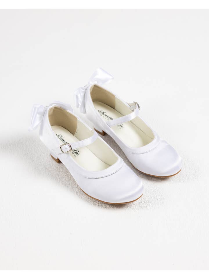 Blanco Zapatillas de satén con lazo para niña (SW 6139) de venta al por mayor en Faire