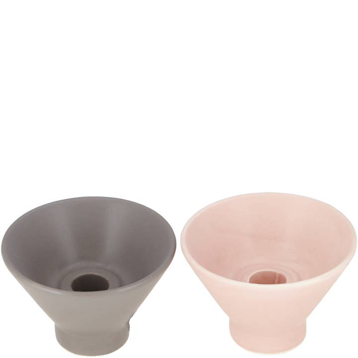 Portacandele in ceramica Alana in rosa e grigio opaco per la vendita all'ingrosso da parte di Vosteen