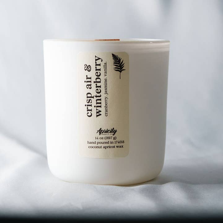 Apricity Products LLC – wholesale Burkljus – 14 oz. Vit Behållare | Kokosnöt Aprikosvax Träväckljus