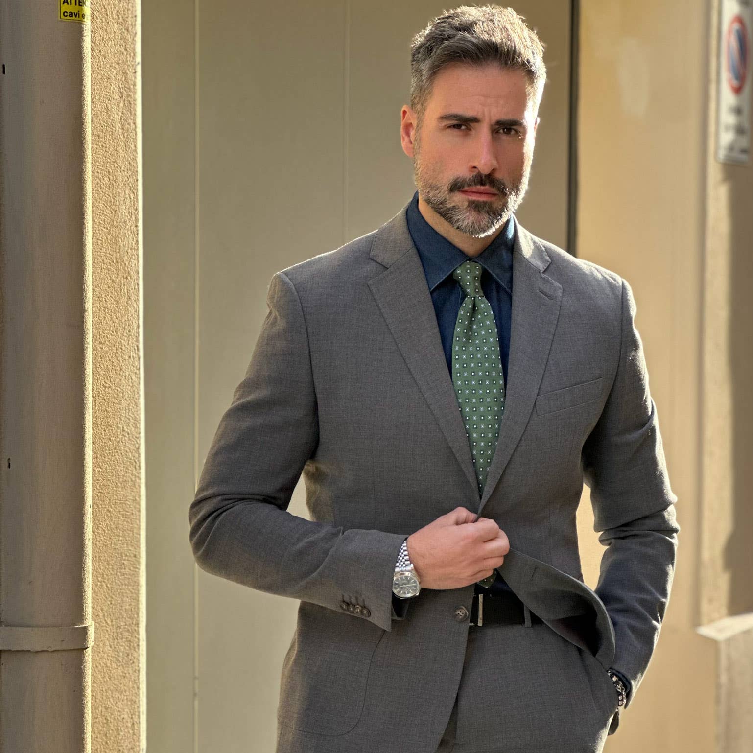 Elizabetta Made in Italy USA - Wholesale Stropdas - Heren - Siracusa - Zijde stropdas met print - Groen5