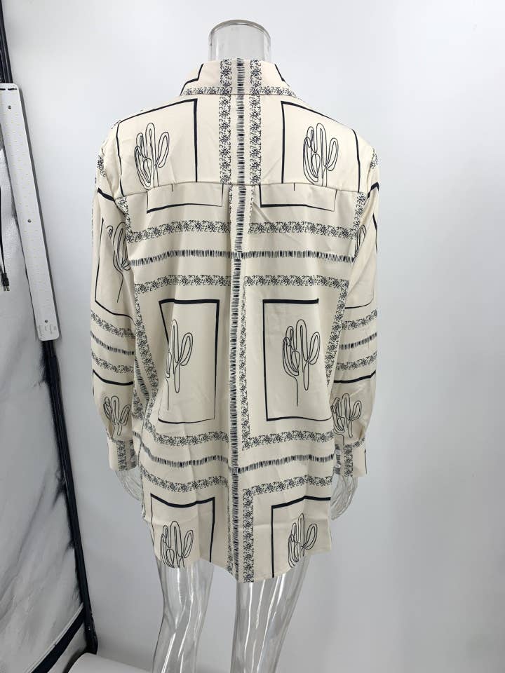 Blak Wardrob - Wholesale Top & Pant Set (NOT Loungewear) - Women's - Printed Long Sleeved Shirt Trousers Two Piece Suit