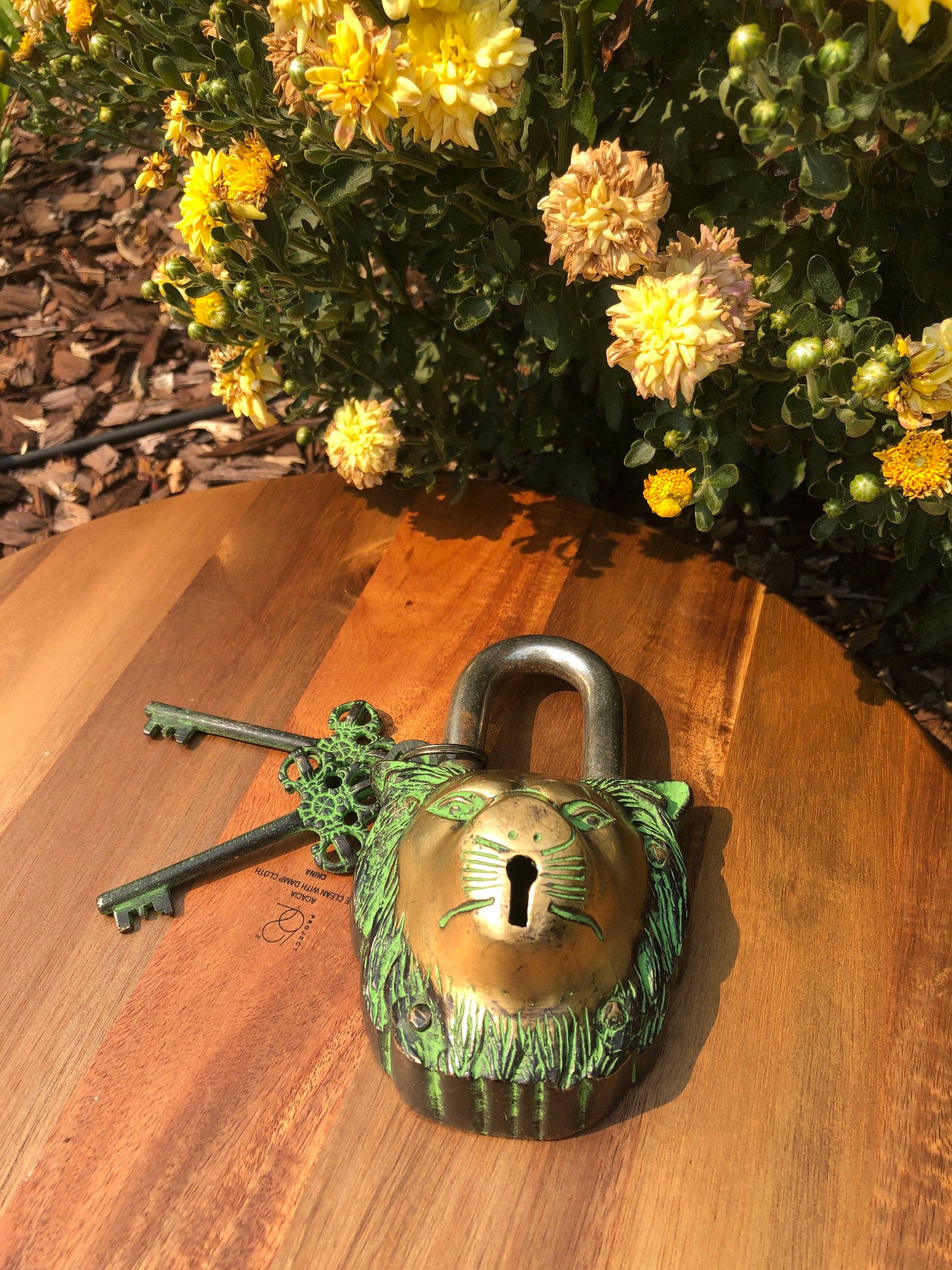 Like International - Venta al por mayor Figura decorativa - Candado de templo vintage de latón único de león2