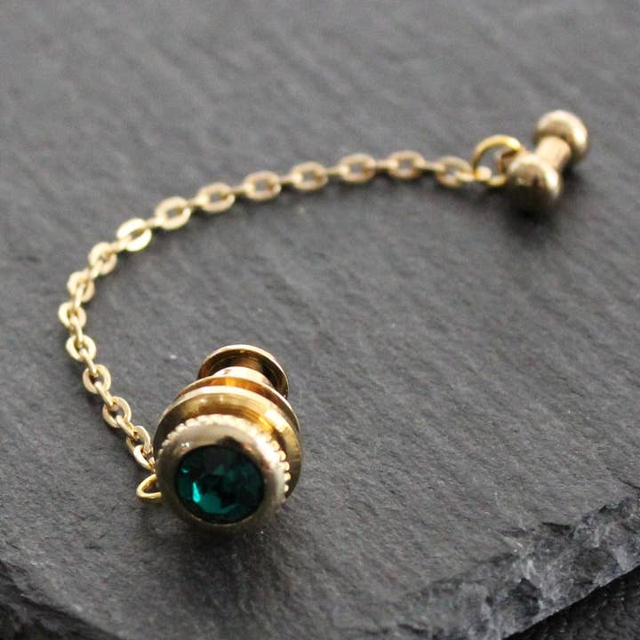 Tie Tack with chain Tie Clip Tie Bar Hand Made Unique for wholesale by COOLMENCLUB