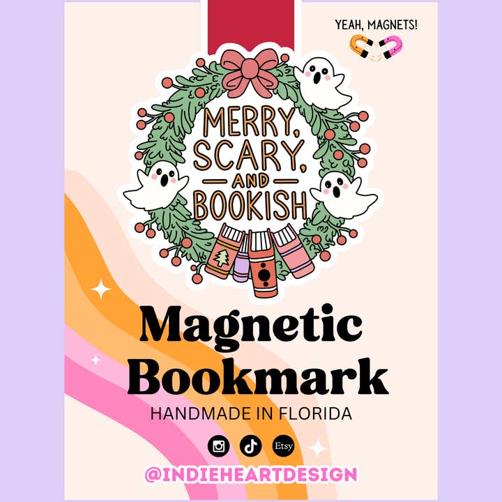 Merry Scary and Bookish Magnetic Bookmark for wholesale by Indie Heart Studio
