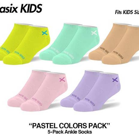 Ankle Solid Core Pastel 5 Pack - Ages 4-7 for wholesale by Odd Sox