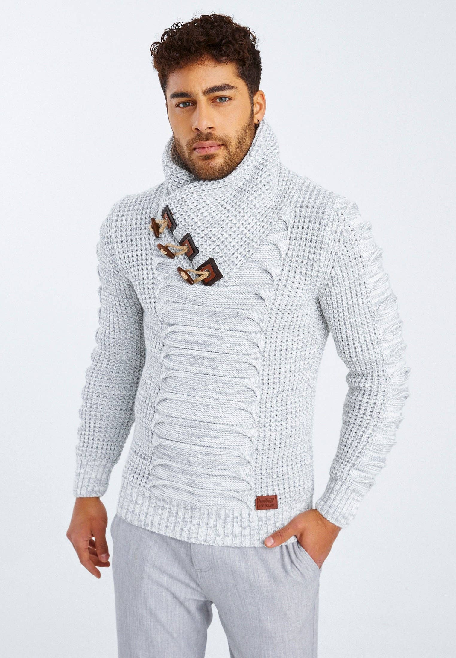 Leif Nelson GmbH - Wholesale Knit Sweater - Men's - Men's Knit Sweater Chunky Knit Shawl Collar LN-557545