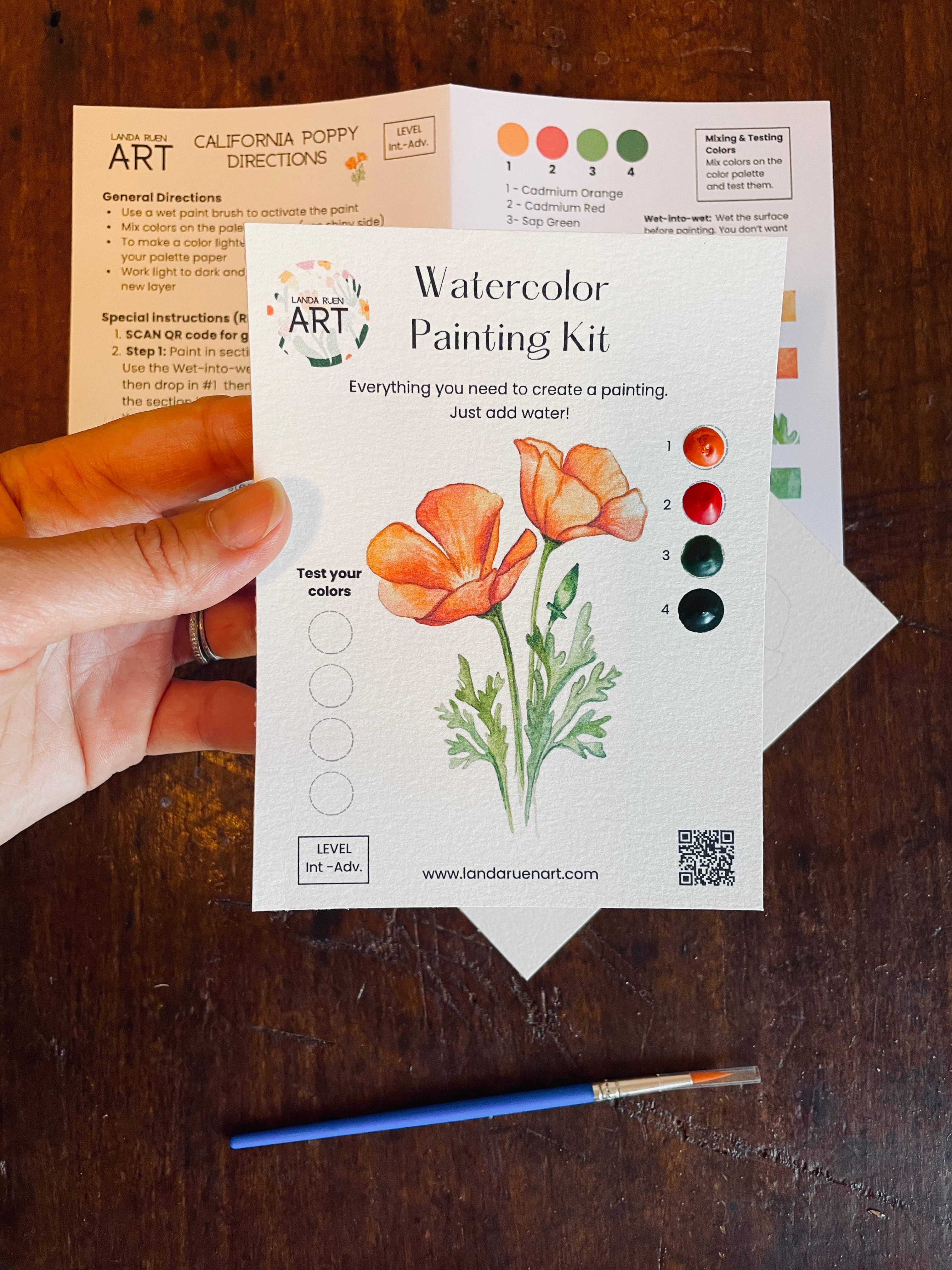 Landa Ruen Art - Wholesale DIY Craft Kit - California Poppy Watercolor Kit2