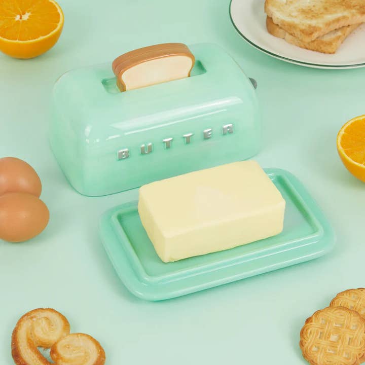 Balvi Butter Dish | Toasty Ceramic Butter Dish Turquoise for wholesale by Oli Olsen