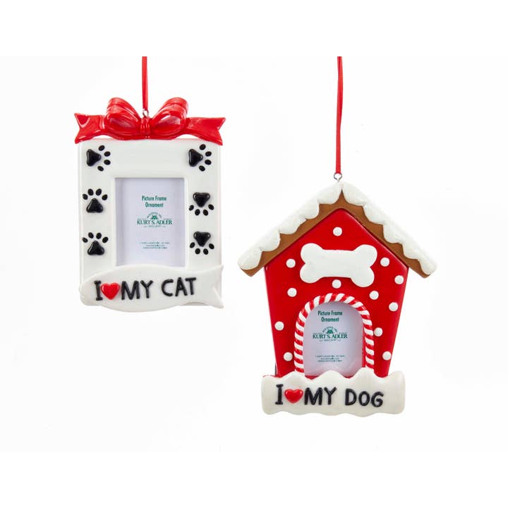 Kurt S. Adler, Inc. - Wholesale Ornament - 5.25"DOG/CAT PICTURE FRAME ORNAMENTS