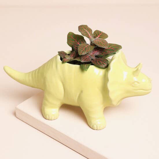 Lisa Angel – wholesale Plant pot – Yellow Triceratops Dinosaur Planter0