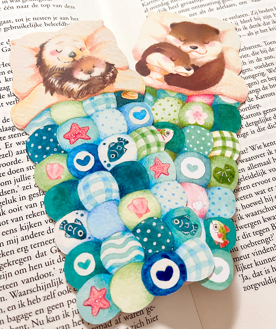 Aiko Graven - Wholesale Bookmark - Sleepy River otter | Die cut Bookmark2