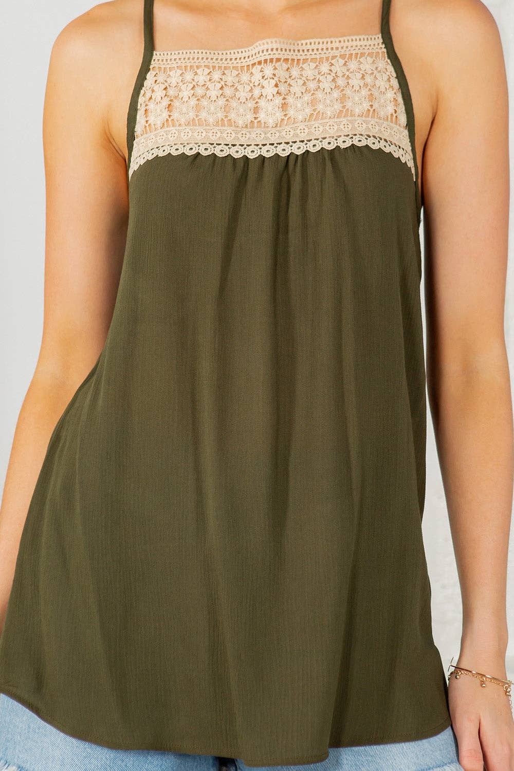 Orange Farm Clothing - Wholesale Blouse - Women's - Lace Trim Detailed Cross Back Top-3 COLORS*2