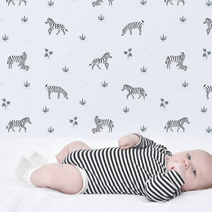 LILIPINSO - Wholesale Wallpaper - TANZANIA - Papier peint motif zèbre fond bleu (H0596)3