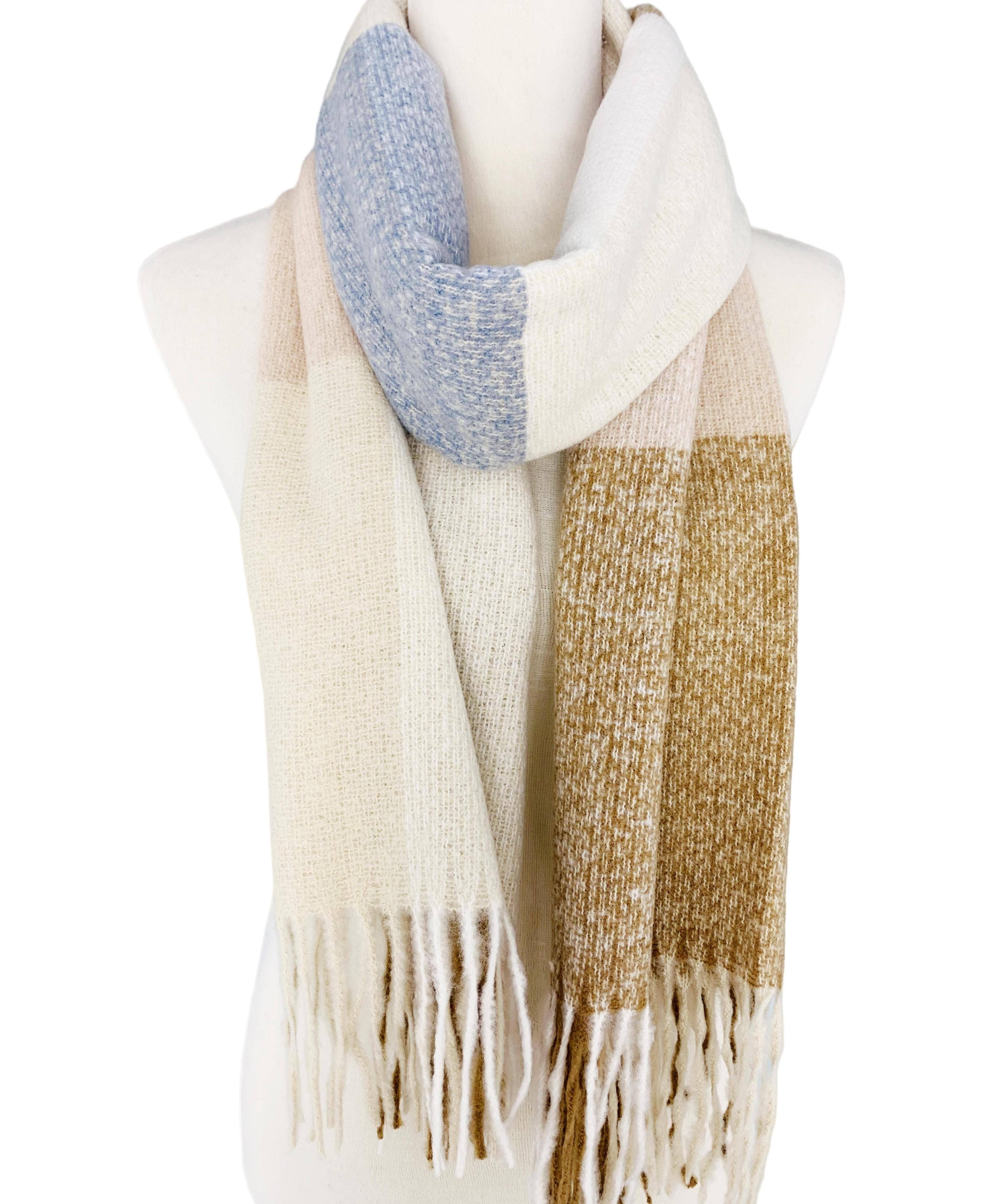 JC Sunny Fashion - Wholesale Scarf - Women's - JC023303 9 Colors--Softer Than Cashmere Colorblock Blanket Scarf2