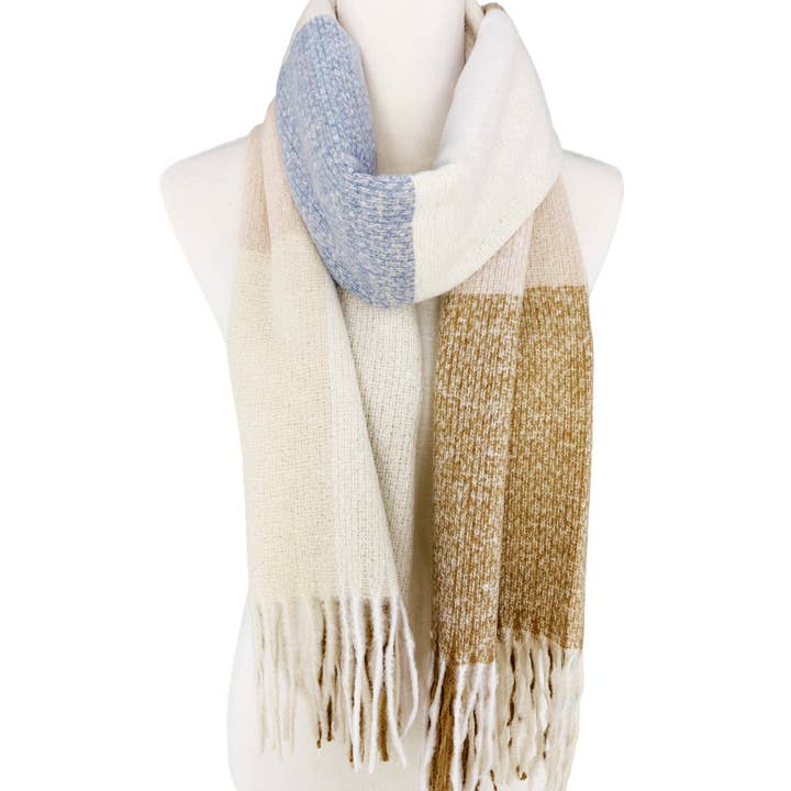 JC Sunny Fashion - Wholesale Scarf - Women's - JC023303 9 Colors--Softer Than Cashmere Colorblock Blanket Scarf2