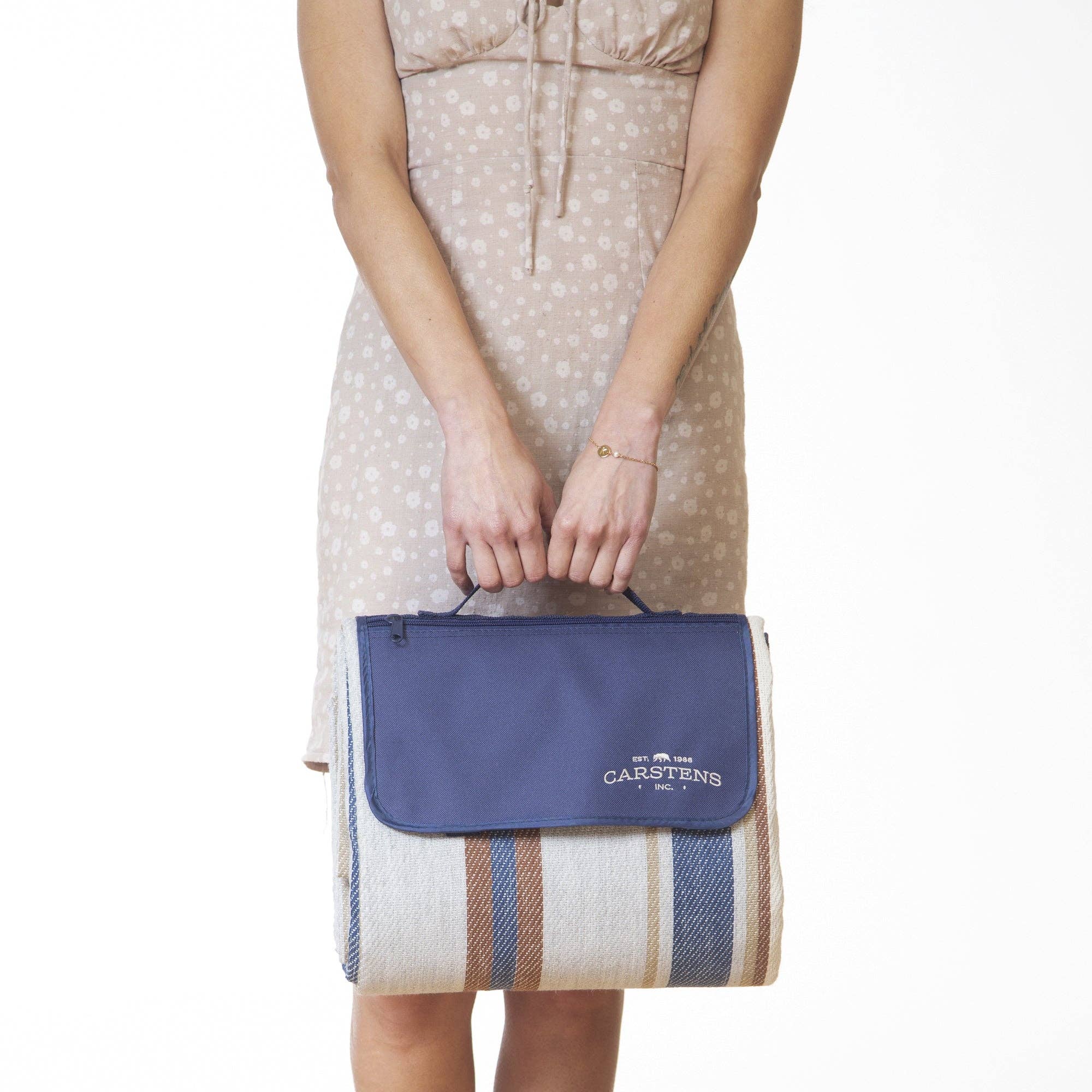 Carstens, Inc. - Wholesale Picnic Blanket - Seashore Stripe Woven Picnic Blanket5