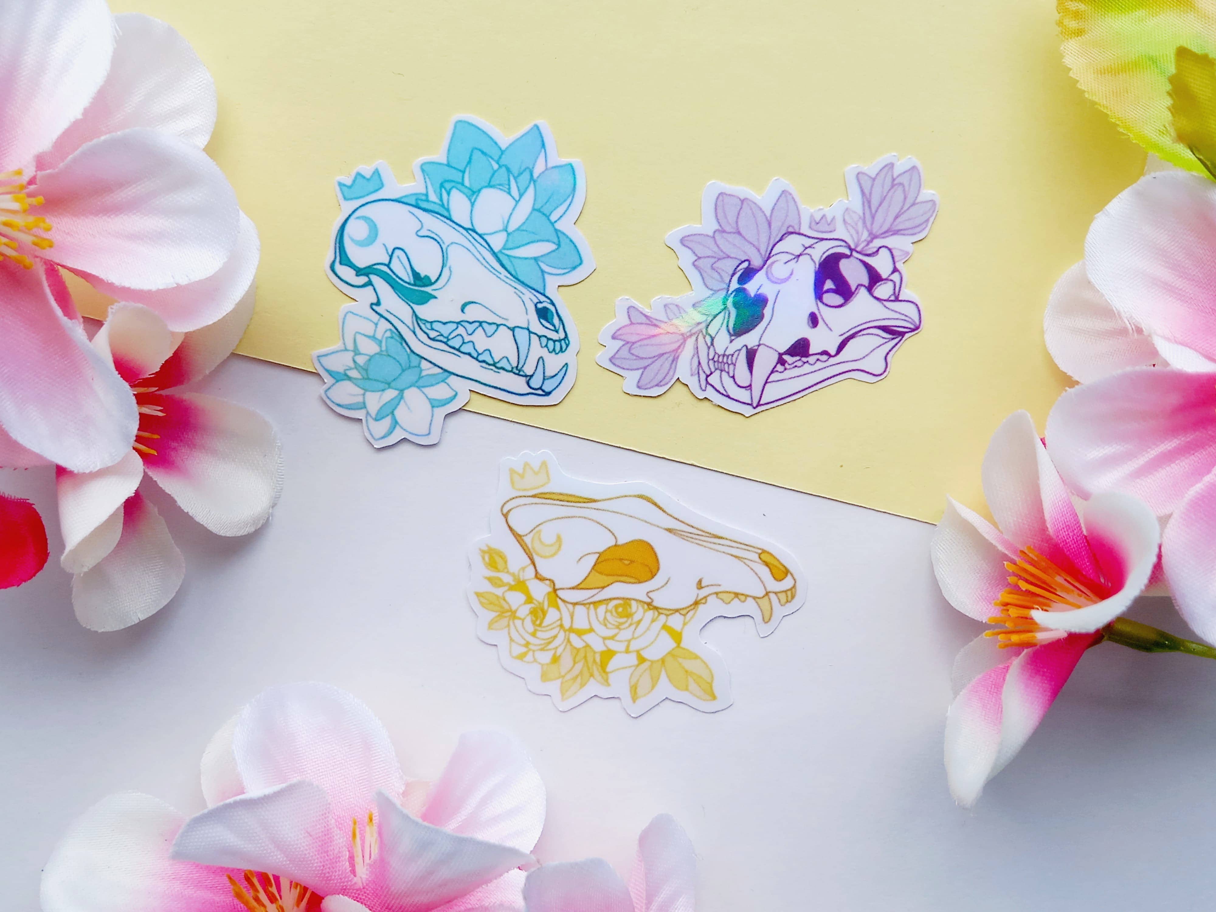Arthelios Studio - Wholesale Sticker - Stickers -” Skull Flowering Moon Cat | Dog | Fox”1