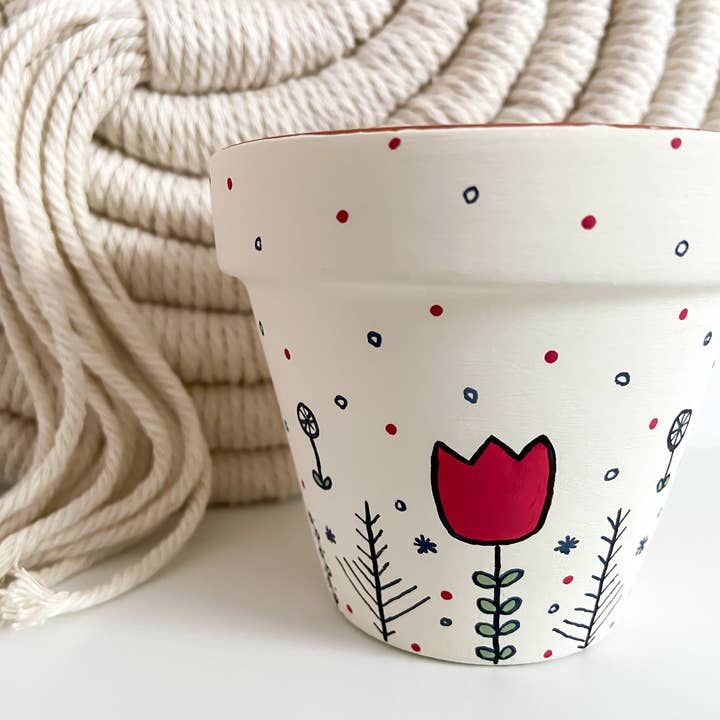 Folk Hand Painted Planter for wholesale by OLFFE