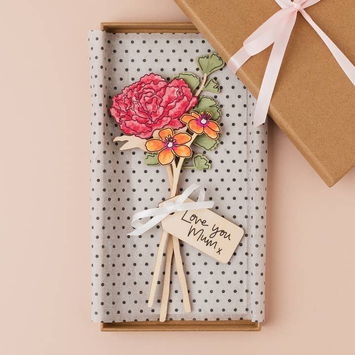 Mother's Day Gift - Wooden Flower Bouquet - UK Made for wholesale by DaphneRosa