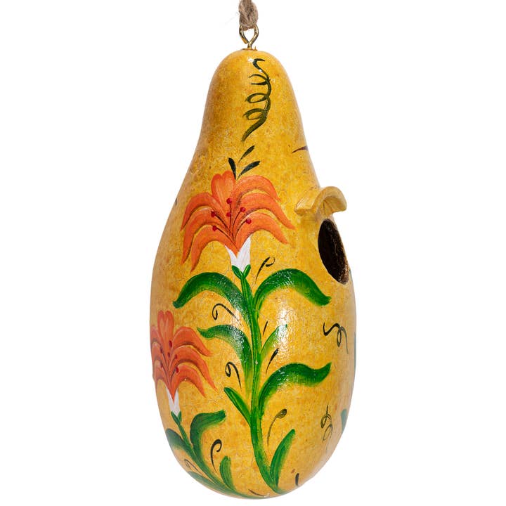 Lucuma Designs - Wholesale Bird House - Hummingbird - Painted Gourd Birdhouse - Artist Made