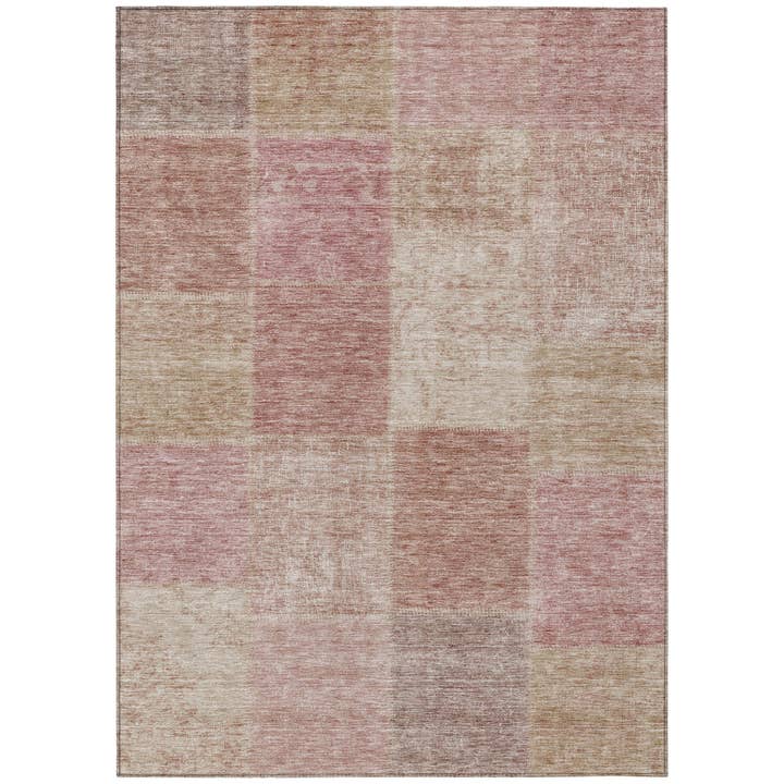 HomeRoots - Vendita all'ingrosso Tappeto - Tappeto lavabile patchwork rosa cipria e malva 8' x 10'.