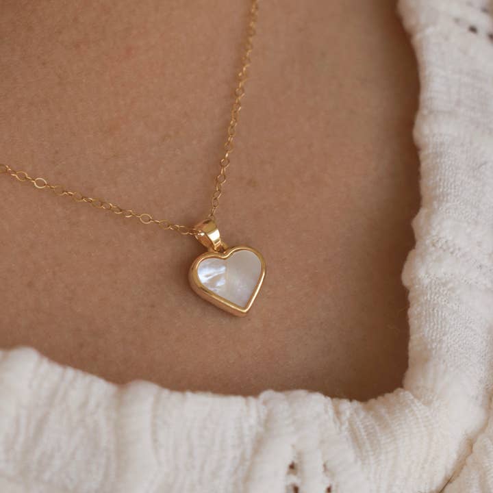 Heart Moonstone Necklace for wholesale by Dainty Wishes Jewelry