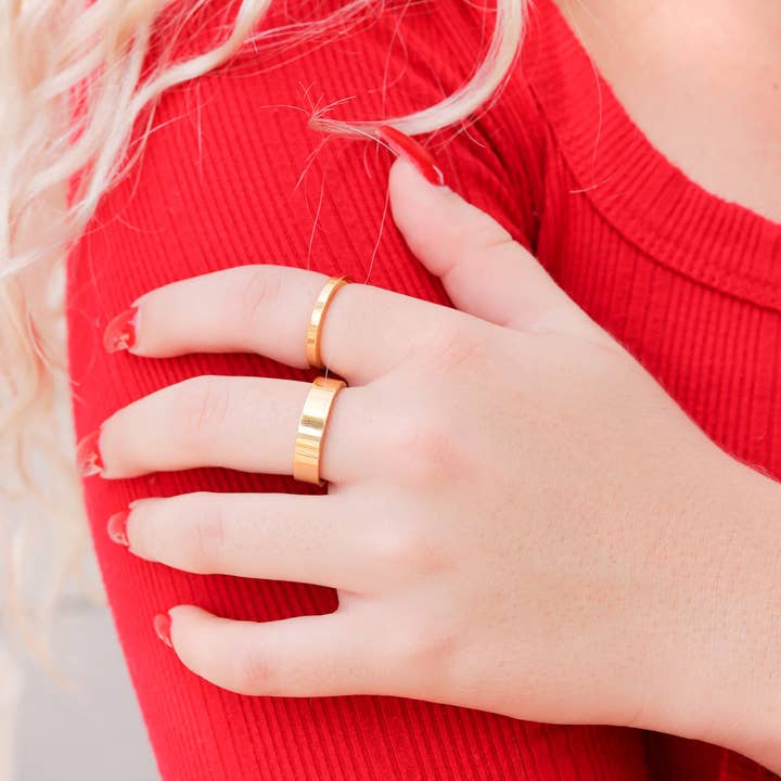 WJW - Wholesale Band/Stacked Ring - 18K Gold Stainless Steel Blank Flat Band Ring