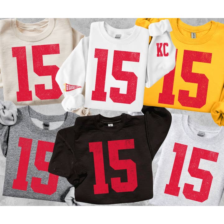 Oversized 15 - KC Pennant Sleeves (Pick Your Sweatshirt Color) for wholesale by The Red Rival Wholesale