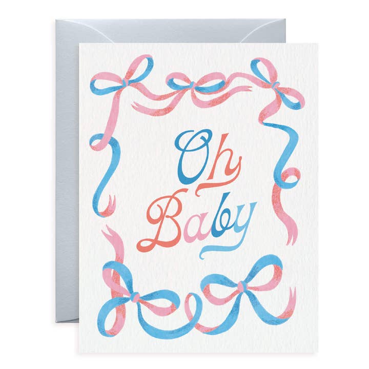 Oh Baby Bow Border | Baby Greeting Card | Baby Shower for wholesale by O.O.M.F. Creative