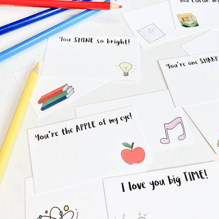 School Days Lunch Box Love Notes Card Set - Encouraging Kids for wholesale by The Mad Padder