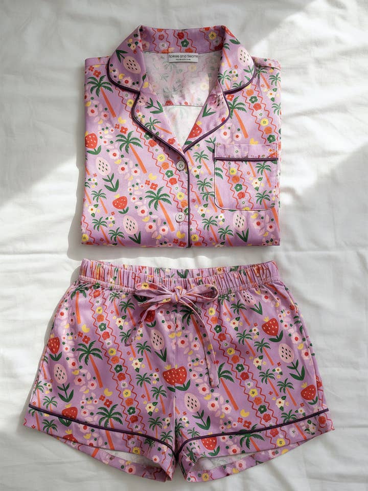 Tropical Matching set, Resort apparel, Beach Life Pajamas PJ for wholesale by Spikes and Seams