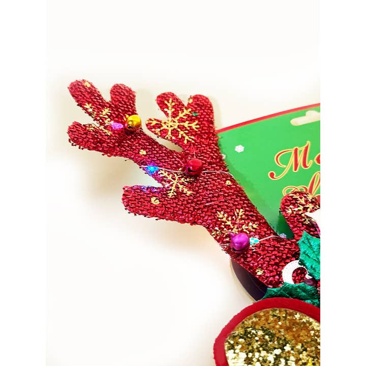 ASSORTED COLOR LIGHT UP Christmas Reindeer Decorated Headband for wholesale on Faire6