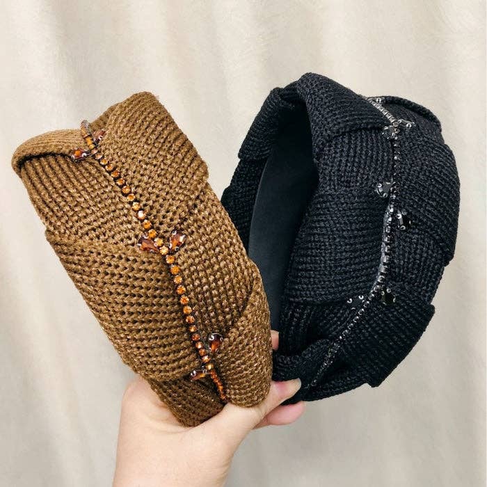 Cerchietto intrecciato con cristalli decorativi per la vendita all'ingrosso da parte di LanLivia