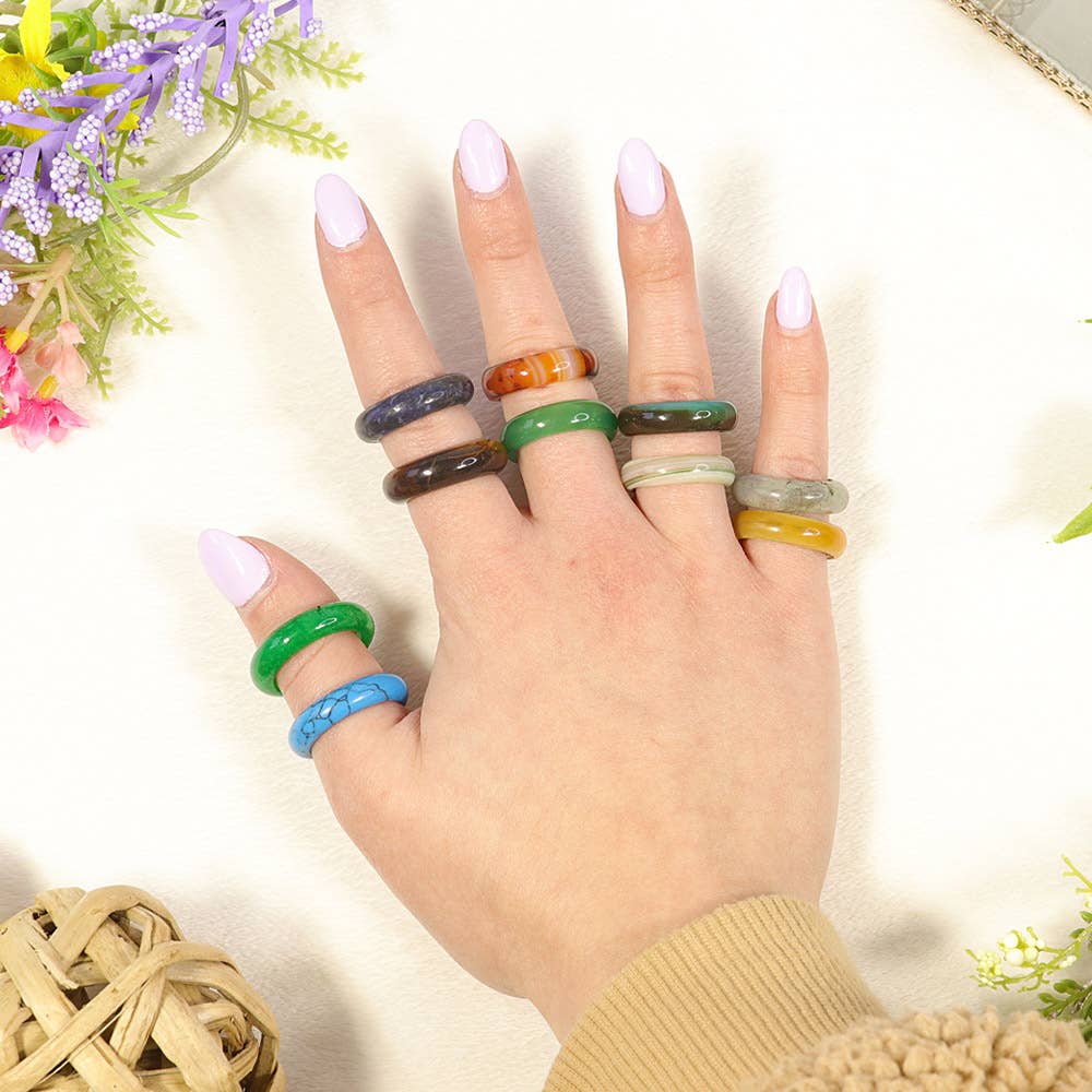 Natures Artifacts Inc - Wholesale Band/Stacked Ring - Assorted Semi-Precious Gem Stone Rings4